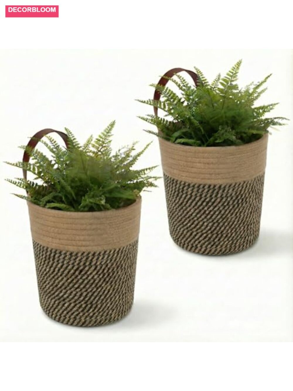 2-Pack Natural Jute Hanging Baskets Wall Decor Storage Planter Boho
